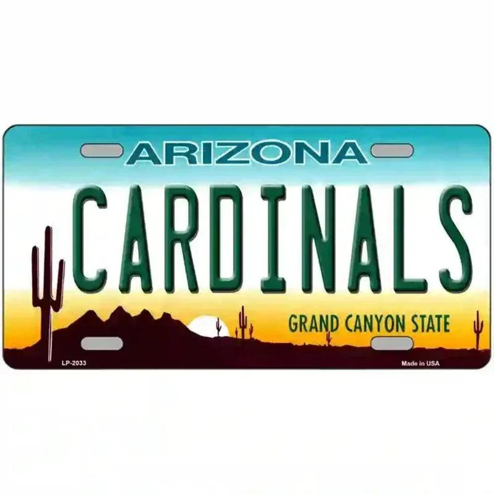 NFL Cardinals License Plate Tag Metal Arizona Wall Sign Football White New